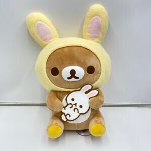San-X Rilakkuma Bunny Ears Holding Bunny 16" Plush NWT Round 1 Exclusive